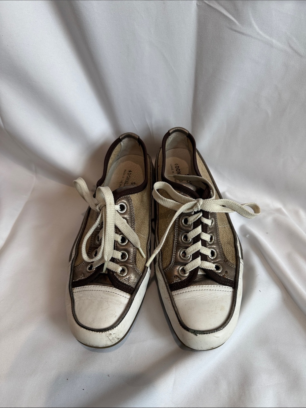 Donald J Pliner Casual Low-Top Canvas Sneakers in Beige and Brown